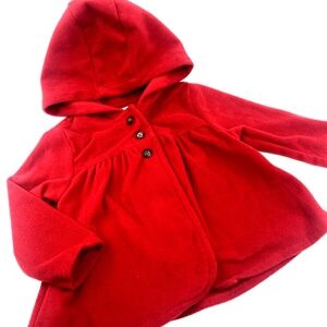 Baby Sweater Girls Size 6-9m Red Carter's Buttons Hooded Winter Soft Children